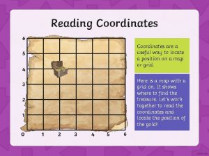 Reading Coordinates 6 Coordinates are a useful way