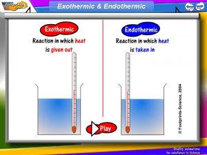 Exothermic Endothermic Exothermic reactions 1 An exothermic reaction