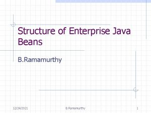 Structure of Enterprise Java Beans B Ramamurthy 12242021