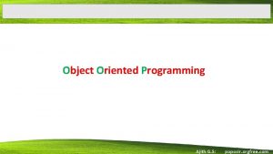 Object Oriented Programming Ajith G S poposir orgfree