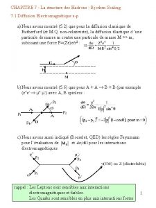 CHAPITRE 7 La structure des Hadrons Bjorken Scaling