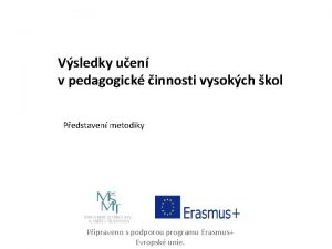 Vsledky uen v pedagogick innosti vysokch kol Pedstaven