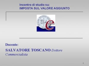 Incontro di studio su IMPOSTA SUL VALORE AGGIUNTO