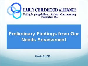 Preliminary Findings from Our Needs Assessment March 18