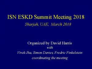 ISN ESKD Summit Meeting 2018 Sharjah UAE March