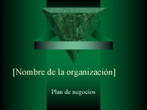 Nombre de la organizacin Plan de negocios Exposicin