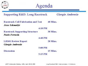 Agenda Supporting RD Long Racetrack Giorgio Ambrosio Racetrack