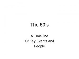 The 60s A Time line Of Key Events