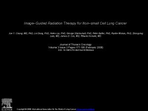 ImageGuided Radiation Therapy for Nonsmall Cell Lung Cancer