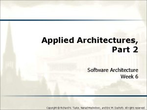 Applied Architectures Part 2 Software Architecture Week 6