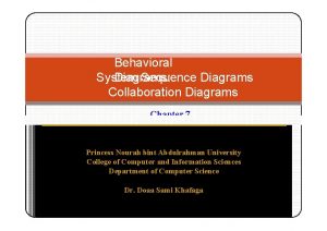 Behavioral System Sequence Diagrams Collaboration Diagrams Chapter 7