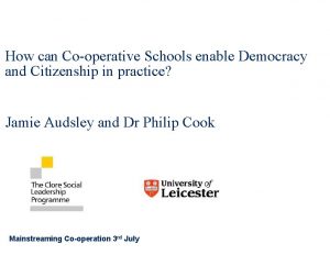 How can Cooperative Schools enable Democracy and Citizenship