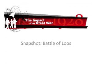 Snapshot Battle of Loos Battle facts When September