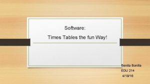 Software Times Tables the fun Way Benita Bonilla