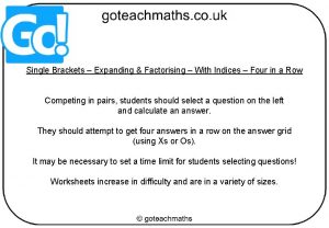 Single Brackets Expanding Factorising With Indices Four in