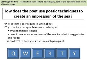 Learning Objective To identify and understand how imagery