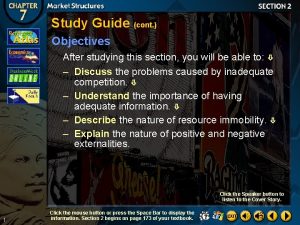 Study Guide cont Objectives After studying this section