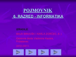 POJMOVNIK 6 RAZRED INFORMATIKA IZRADILE MAJA BRANIA I