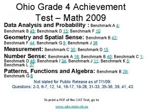 Ohio Grade 4 Achievement Test Math 2009 Data