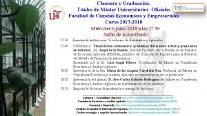 Clausura y Graduacin Ttulos de Mster Universitarios Oficiales