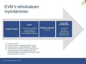 EVM n rahoitustuen myntminen OHJELMAN HYVKSYNT ARVIO TUKIPYYNT