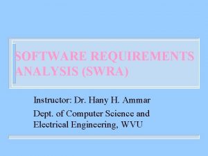 SOFTWARE REQUIREMENTS ANALYSIS SWRA Instructor Dr Hany H