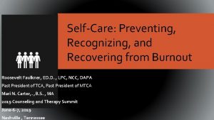 SelfCare Preventing Recognizing and Recovering from Burnout Roosevelt