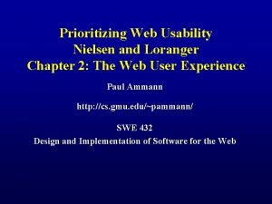 Prioritizing Web Usability Nielsen and Loranger Chapter 2
