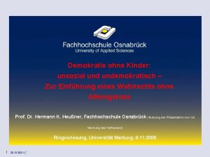 Demokratie ohne Kinder unsozial undemokratisch Zur Einfhrung eines