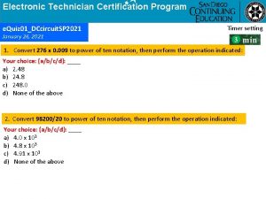 Electronic Technician Certification Program e Quiz 01DCcircuit SP