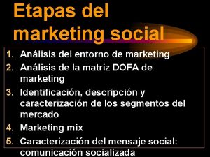 Etapas del marketing social 1 Anlisis del entorno