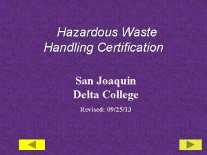 Hazardous Waste Handling Certification San Joaquin Delta College