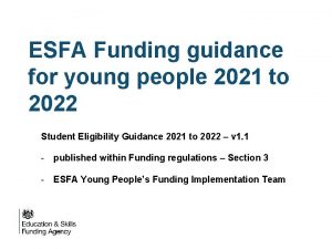 ESFA Funding guidance for young people 2021 to