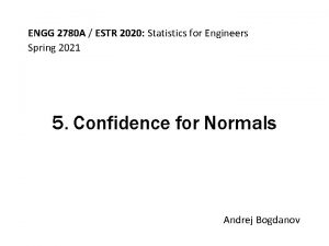 ENGG 2780 A ESTR 2020 Statistics for Engineers