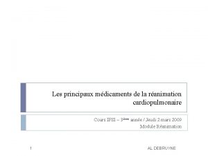 Les principaux mdicaments de la ranimation cardiopulmonaire Cours