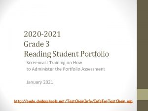 2020 2021 Grade 3 Reading Student Portfolio Screencast