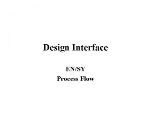 Design Interface ENSY Process Flow Design Interface Team