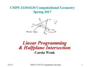 CMPS 31306130 Computational Geometry Spring 2017 Linear Programming