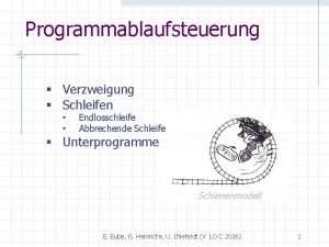 Programmablaufsteuerung Verzweigung Schleifen Endlosschleife Abbrechende Schleife Unterprogramme Schienenmodell