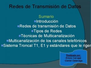 Redes de Transmisin de Datos Sumario Introduccin Redes