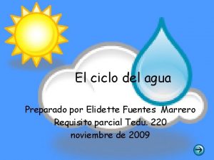 El ciclo del agua Preparado por Elidette Fuentes