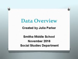 Data Overview Created by Julia Parker Smitha Middle