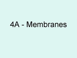 4 A Membranes 1 Membranes 1 Membranes Thin