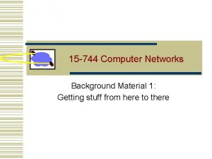 15 744 Computer Networks Background Material 1 Getting