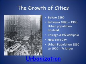 The Growth of Cities Before 1860 Between 1880