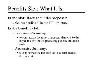Benefits Slot What It Is In the slots