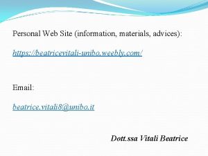 Personal Web Site information materials advices https beatricevitaliunibo