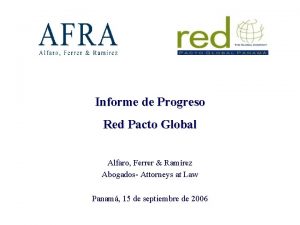 Informe de Progreso Red Pacto Global Alfaro Ferrer