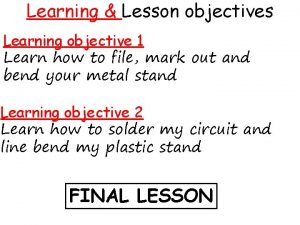 Learning Lesson objectives Learning objective 1 Learn how