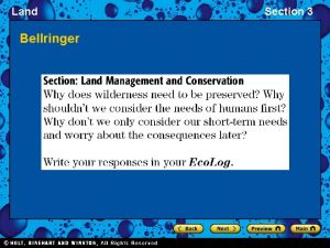 Land Bellringer Section 3 Land Section 3 Objectives